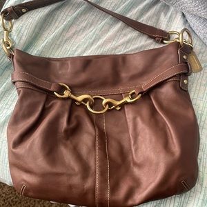 Coach brown leather hobo bag